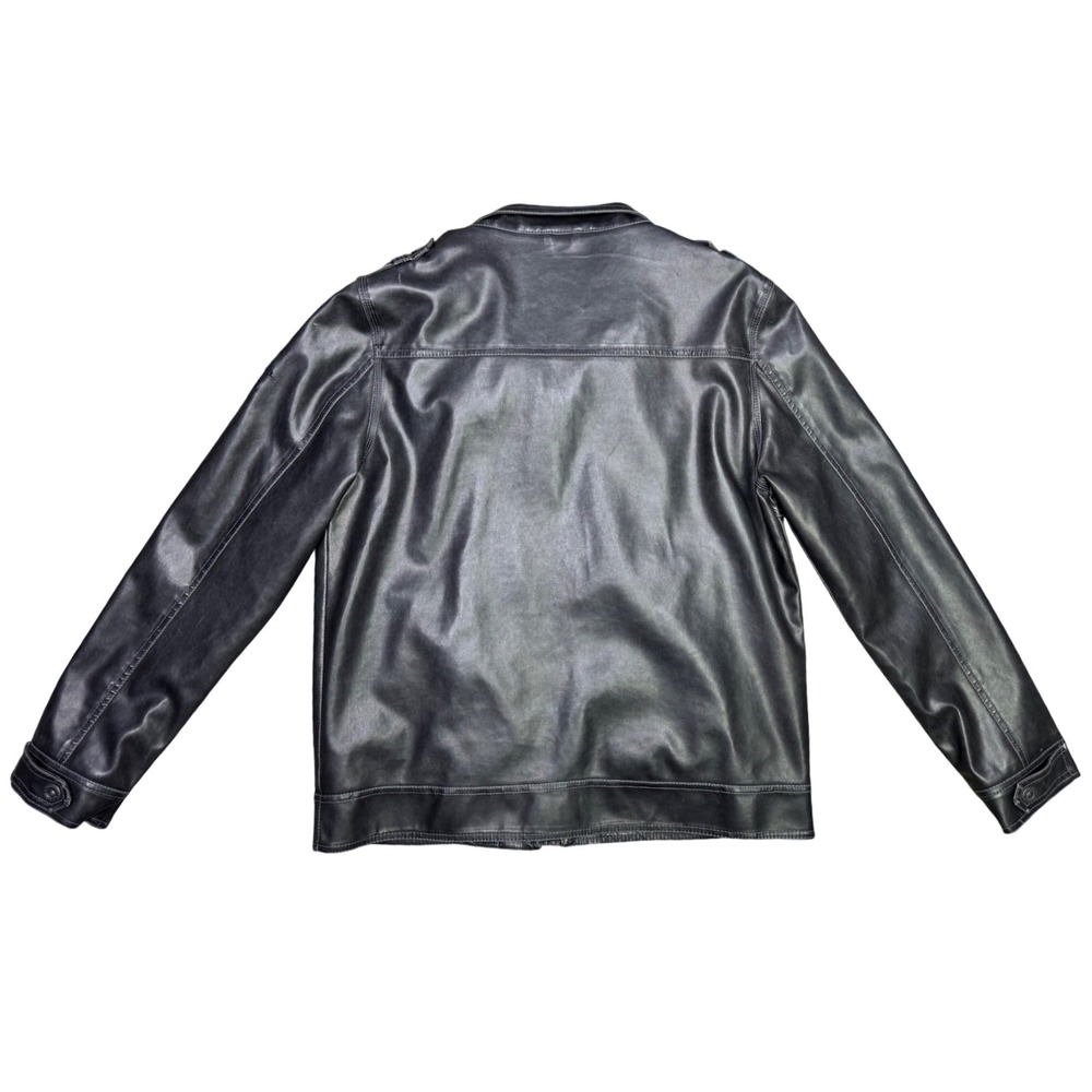 BKE Men's Faux Leather Jacket Dark Gray Size Large Slim Fit Motorcycle Biker - Picture 11 of 12